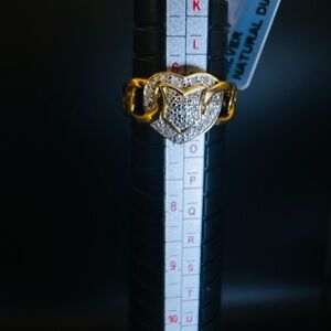 Gold and  Heart Link Ring with Pave Accents - Women Jewelry natural diamond